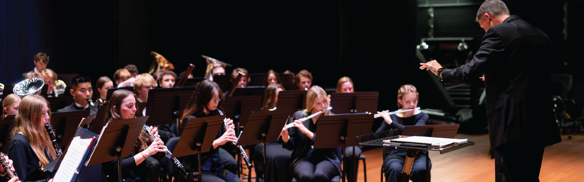 concert band members on stage